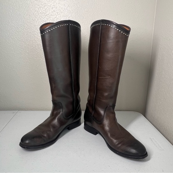 Brown Leather Knee-High Boots - Picture 10 of 12